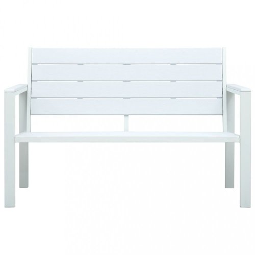 Zahradní lavice 120 cm HDPE bílá dřevěný vzhled