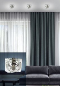 Stropní svítidlo, bezbarvé, LED, 3W, sklo, čtvercové, SS-32