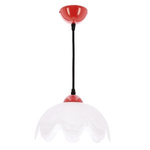 Závesná lampa COLORI s bielym tienidlom a červeným akcentom – moderné interiérové osvetlenie
