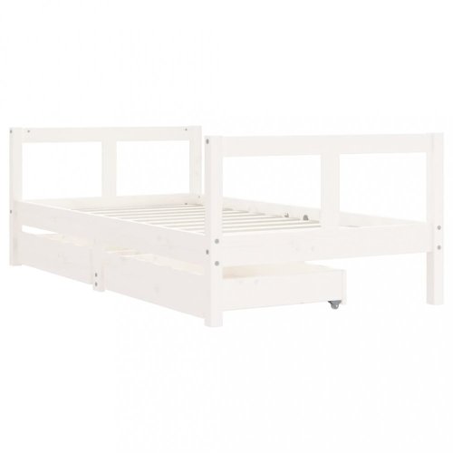 Dětská postel se zásuvkami bílá 80x160 cm masivní borové dřevo