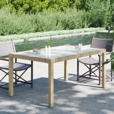 Záhradný stôl 150x90x75 cm sklo / polyratan Dekorhome