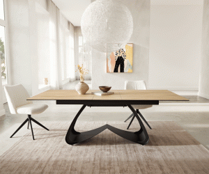 Jídelní stůl Edge 180-220x100 keramika Laminam® Sabbia podnož ve tvaru