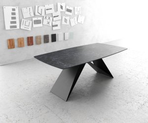 Jedálenský stôl Edge oválny tvar 200x100 cm Laminam® keramika Nero