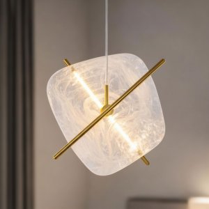 RELAX lampa wiszaca kwadrat brązowy 15W LED 3000K klosz biały