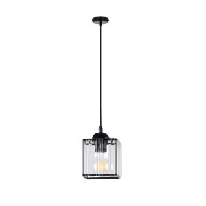 Závesná lampa Glassia čierna 1X40 E27 čierne tienidlo + číre kryštály