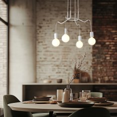 Závesná stropná lampa, matná biela, 4x40W, Basso