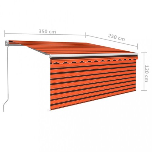 Ručne zaťahovacia markíza s roletou 350x250 cm Dekorhome - BAREVNÁ VARIANTA: Hnedá / oranžová