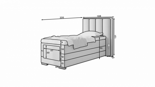 Elektrická polohovací boxspringová postel VERONA 90 - POTAHOVÝ MATERIÁL: Nube 35 - tmavě zelená