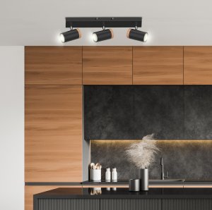 STROPNÁ LAMPA LAGOS ČIERNA 3X15W GU10 TIENIDLO ČIERNA+DREVENÁ