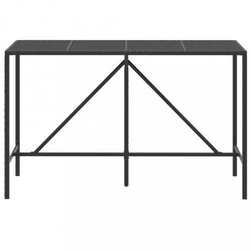 Barový stůl se skleněnou deskou černý 180x70x110 cm polyratan
