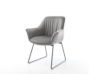 Jídelní židle Keila-Flex s područkami samet šedá tenká podnož