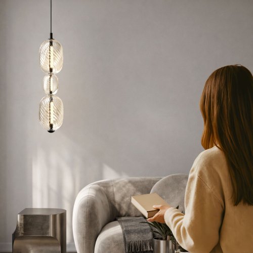 PLAYA lampa wisząca czarny 12W LED 3000K klosz bezbarwny