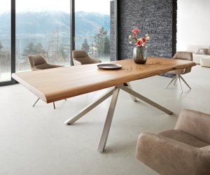 Jídelní stůl Edge 260x100 XL akácie přírodní křížová podnož hranatý