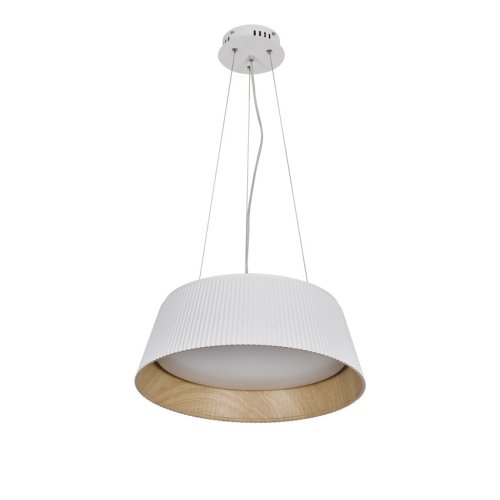 Závesná lampa Umbria biela drevená LED biela tienidlo