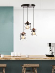 Stropná závesná lampa čierna doska 3xE27 Guľa