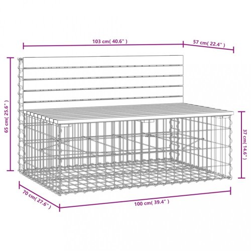 Zahradní lavice gabionový design 103 x 70 x 65 cm borové dřevo