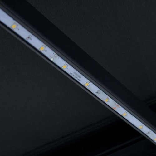 Ručně zatahovací markýza s LED světlem 500x300 cm Dekorhome - BAREVNÁ VARIANTA: Bílá / žlutá