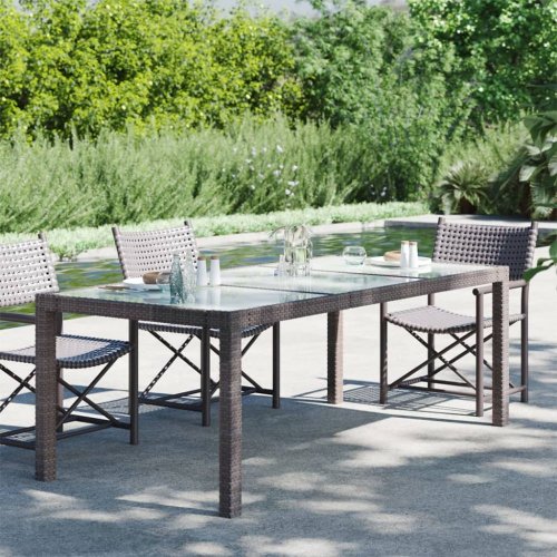Záhradný stôl sklo / polyratan Dekorhome - BAREVNÁ VARIANTA: Hnedá / priehľadná