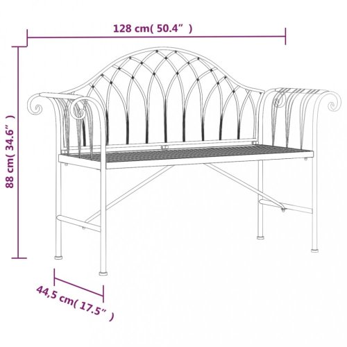 2místná zahradní lavice 128 cm černá ocel