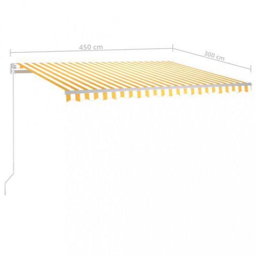 Ručně zatahovací markýza s LED světlem 450x300 cm Dekorhome - BAREVNÁ VARIANTA: Hnědá / oranžová