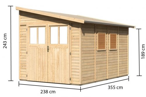 Dřevěný zahradní domek BOMLITZ 238x355 cm Dekorhome