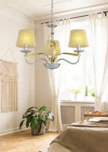 Závesná lampa s chrómovým/zlatým tienidlom 3x40W Diva