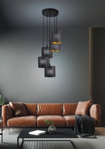 Závěsná lampa černá, 5xE14, dlouhá