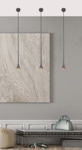 Závesná lampa Tucson Ledea sivá, dlhá