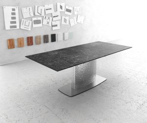Jedálenský stôl Edge 180-220x100 keramický Laminam®Nero Greco