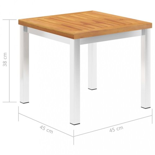 Zahradní odkládací stolek 45x45x38 cm masivní akácie nerez ocel