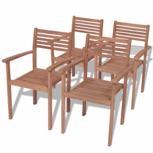 Záhradné stohovateľné stoličky 4 ks teak