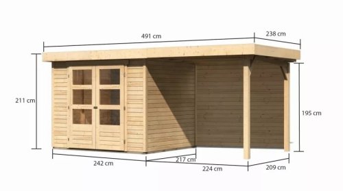 Dřevěný zahradní domek ASKOLA 3 s přístavkem 240 Dekorhome - BAREVNÁ VARIANTA: Antracit