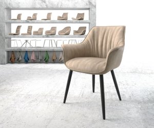 Jídelní židle Keila-Flex s područkami béžová vintage zúžená podnož