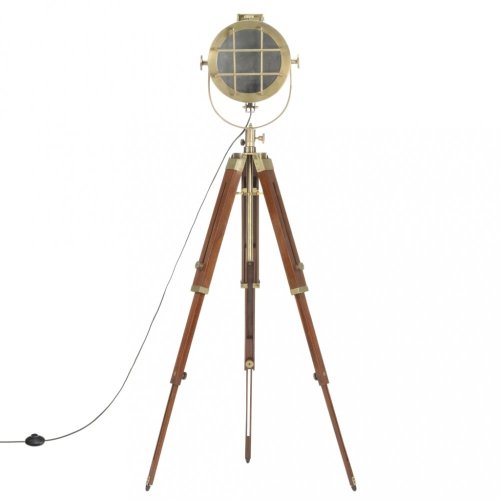 Stojací lampa kov / dřevo Dekorhome
