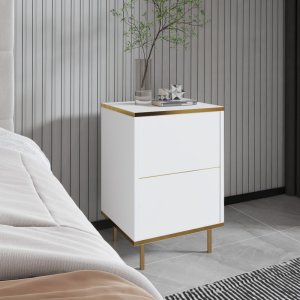 Nočný stolík Imaj - White, Gold