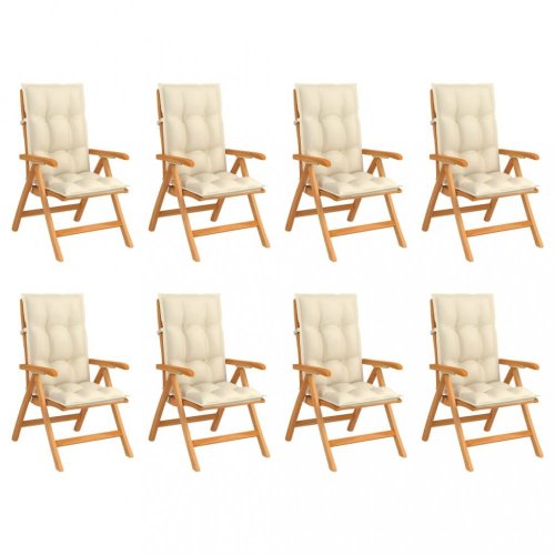 Skládací zahradní židle s poduškami 8 ks teak / látka Dekorhome - BAREVNÁ VARIANTA: Bílá / červená