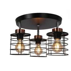 Stropné svietidlo čierne/zlaté, 3xE27, guľa