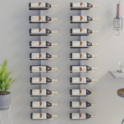 Nástěnný stojan na víno na 20 lahví 2 ks Dekorhome - BAREVNÁ VARIANTA: Bílá