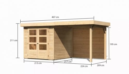 Dřevěný zahradní domek ASKOLA 2 s přístavkem 240 Dekorhome - BAREVNÁ VARIANTA: Smrk