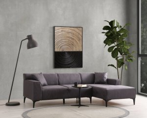 Rohová sedacia súprava / Rohová pohovka New Petra R Corner - Anthracite
