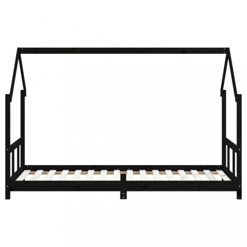 Dětská postel černá 90 x 200 cm masivní borové dřevo