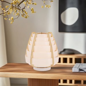 Stolní lampa béžová dřevo+plast Nagoja Ledea