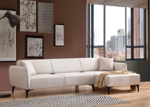Rohová sedacia súprava / Rohová pohovka Belissimo Right - Off White