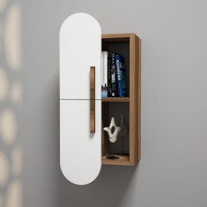 Nástenná polica Rose - Walnut, White