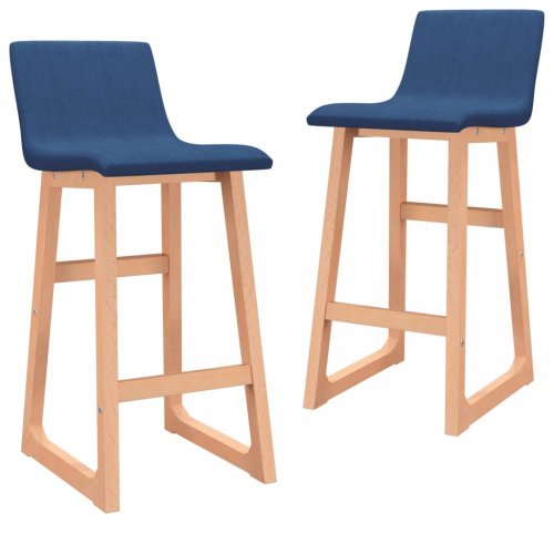 Barové židle 2 ks látka / buk Dekorhome - BAREVNÁ VARIANTA: Modrá