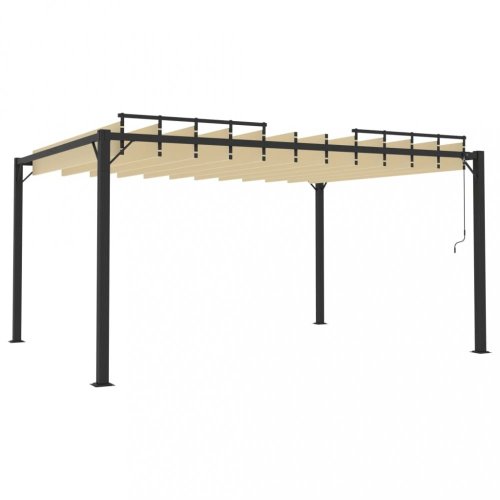 Pergola s lamelovou střechou 3 x 4 m hliník / látka Dekorhome - BAREVNÁ VARIANTA: Šedá