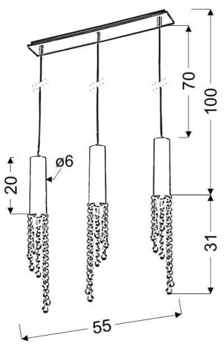 Závesná lampa 3xGU10 chróm +LED 3x3W Duero