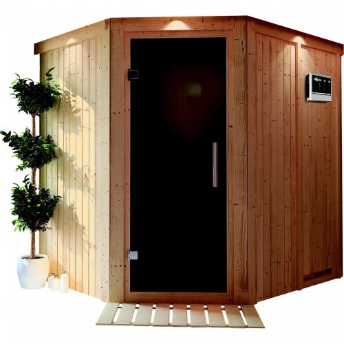 Interiérová finská sauna 196x170 cm s pecou 3,6 kW Dekorhome