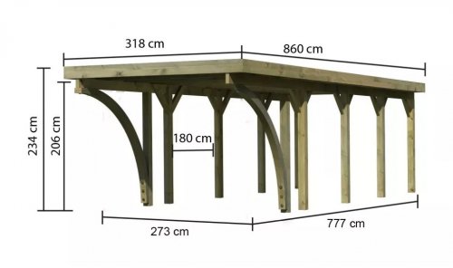 Drevený prístrešok / carport CLASSIC 3C Dekorhome