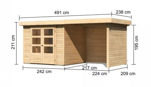 Drevený záhradný domček ASKOLA 3 s prístavkom 240 Dekorhome - BAREVNÁ VARIANTA: Antracit